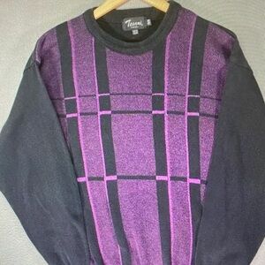 Men's Crewneck Sweater - Purple and Black